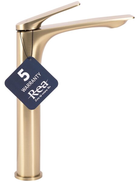 Rea Avalon, vysoká umývadlová batéria h-305, zlatá matná, REA-B2705