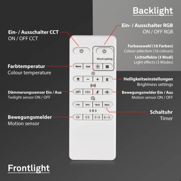 Briloner 3227-015 - LED RGB Stmievateľné svietidlo so senzorom LED/24W/230V + DO