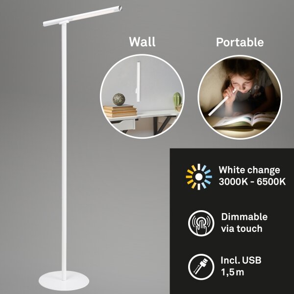 Briloner 1384-016 - LED Stmievateľná dotyková stojacia lampa 2v1 LED/2,3W/5V