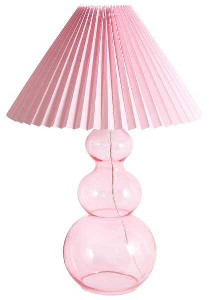 Stolná lampa ružová sklenený podstavec plisované látkové tienidlo obývačka spálňa moderný štýl