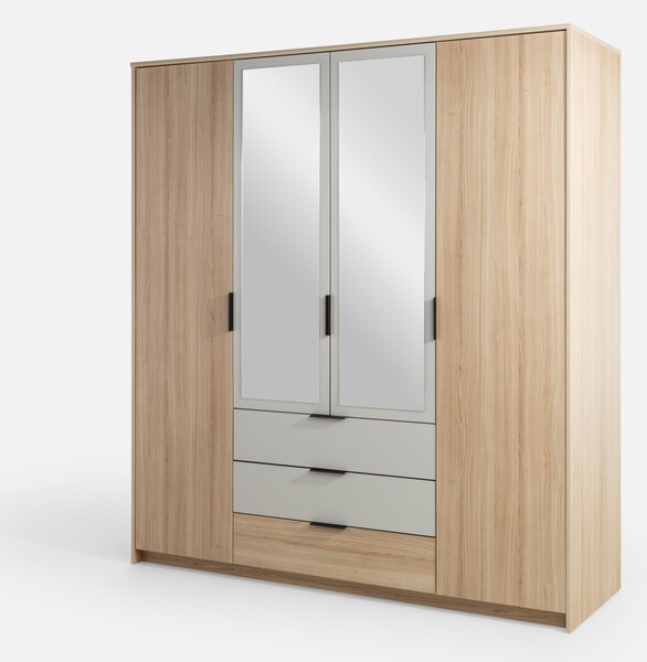 Szynaka Šatníková skriňa Ryga 02 187 cm dub Riva/šedá