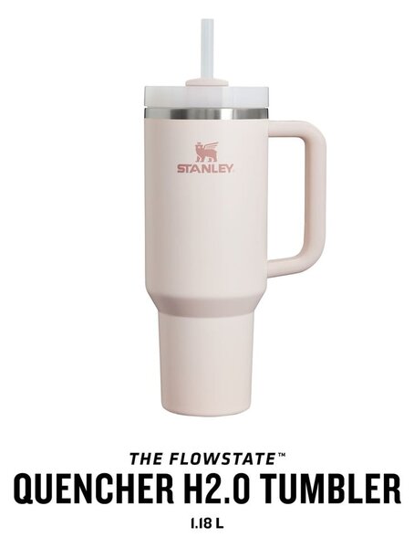 Svetloružová termoska so slamkou z nehrdzavejúcej ocele 1,18 l Quencher H2.0 FlowState Tumbler Rose Quartz – Stanley