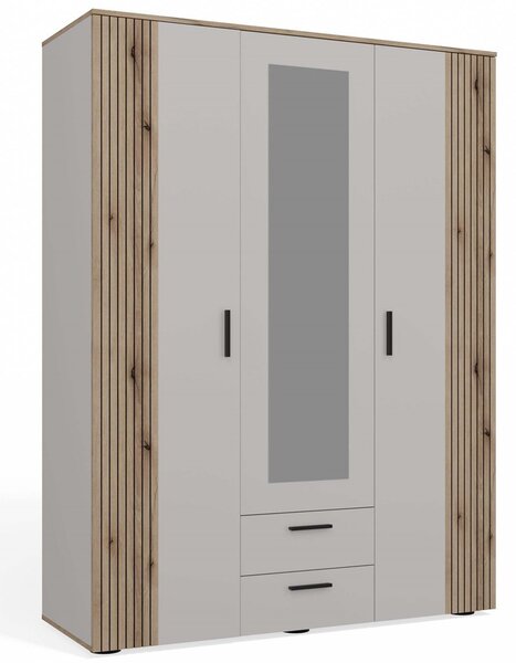 TP Living Šatníková skriňa so zrkadlom AVA 150 cm dub evoke/kašmírová