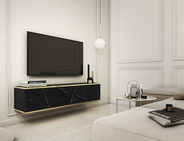 TV stolík Olek 135 cm, čierny mramor