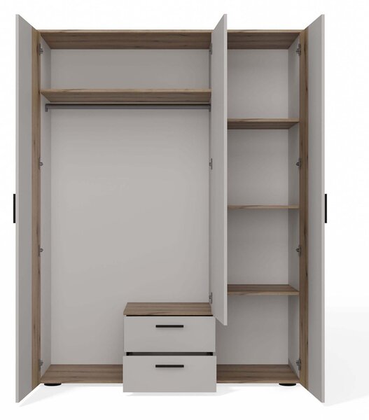 TP Living Šatníková skriňa so zrkadlom AVA 150 cm dub evoke/kašmírová