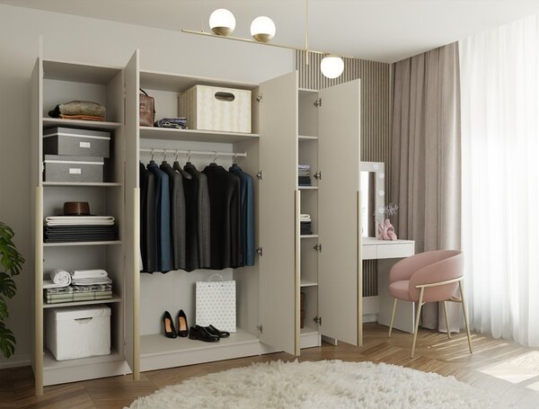 TP Living Šatníková skriňa SENSO 4D 200 cm kašmírová