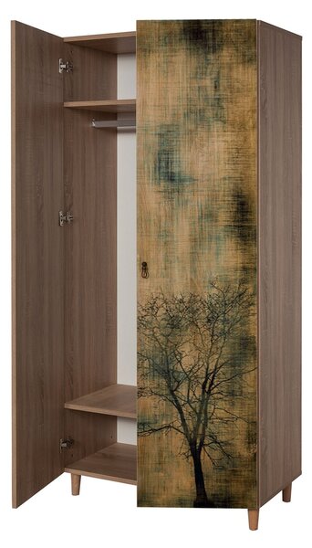Kalune Design Šatníková skriňa Stil 90 cm dub sonoma/strom