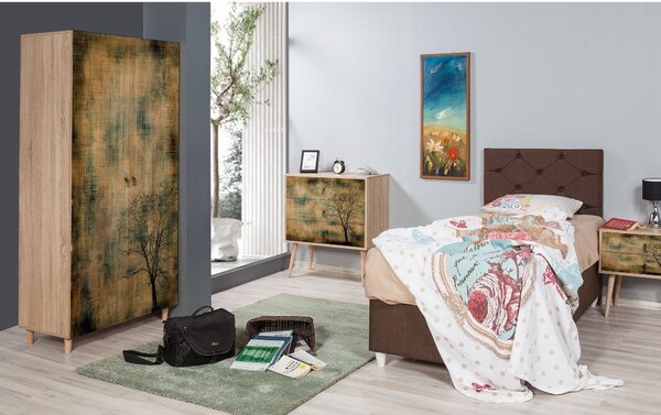 Kalune Design Šatníková skriňa Stil 90 cm dub sonoma/strom