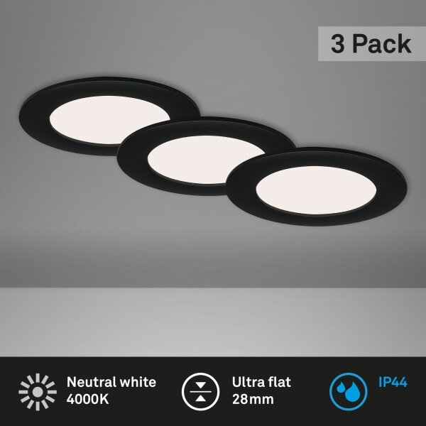 Brilo - SADA 3x LED kúpeľňových zapustených svietidiel FLAT LED/6W/230V IP44