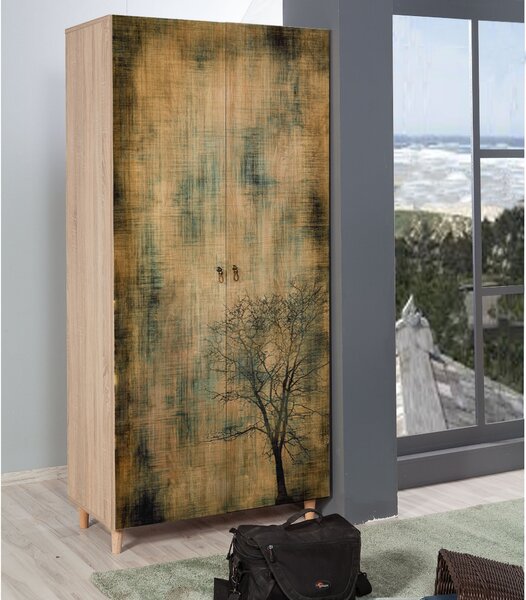 Kalune Design Šatníková skriňa Stil 90 cm dub sonoma/strom