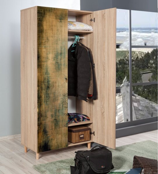 Kalune Design Šatníková skriňa Stil 90 cm dub sonoma/strom