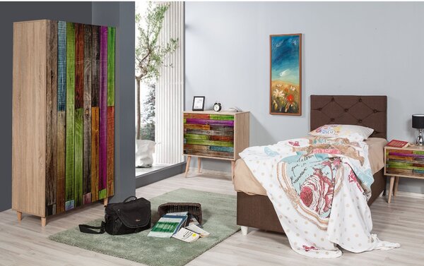 Kalune Design Šatníková skriňa Stil 90 cm dub sonoma/viacfarebná