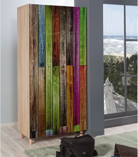 Kalune Design Šatníková skriňa Stil 90 cm dub sonoma/viacfarebná