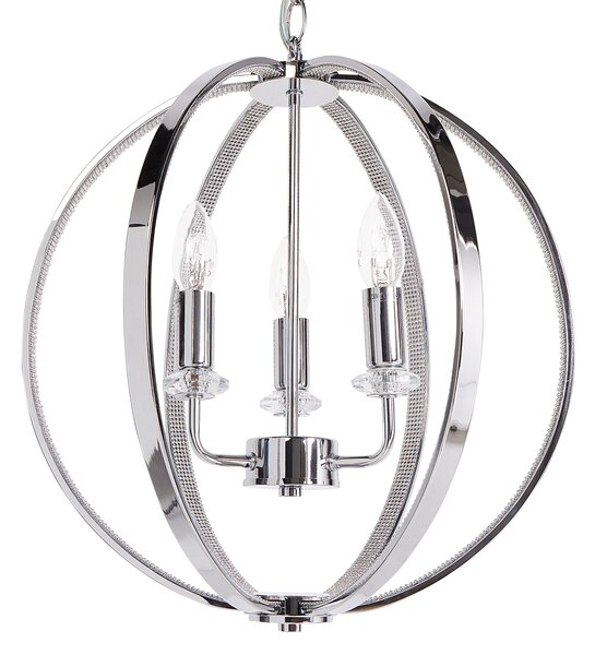 Luster strieborný železný závesná lampa s kryštálmi glamour štýl obývacia izba jedáleň