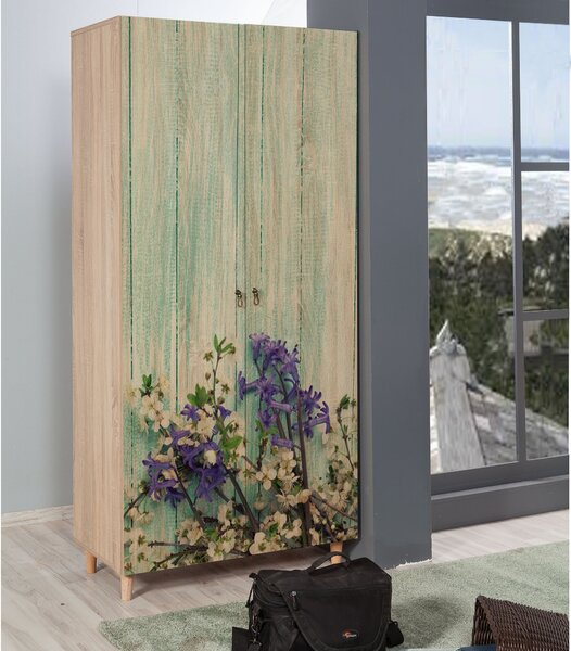 Kalune Design Šatníková skriňa Stil 90 cm dub sonoma/zelená