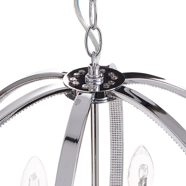 Luster strieborný železný závesná lampa s kryštálmi glamour štýl obývacia izba jedáleň