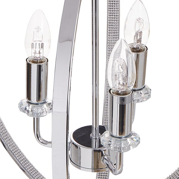 Luster strieborný železný závesná lampa s kryštálmi glamour štýl obývacia izba jedáleň