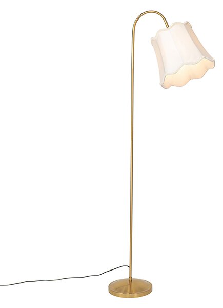 Klassieke vloerlamp messing met witte lampenkap - Nona