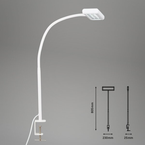 Brilo - LED Flexibilná stolná lampa s klipom TRASNA LED/7,5W/230V biela