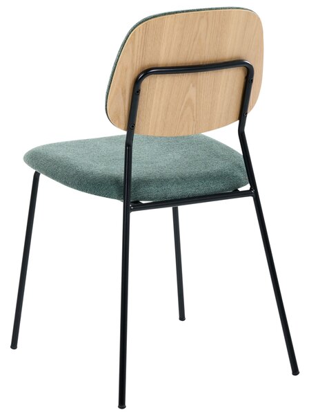 Sada 4 jedálenských stoličiek zelený polyester čierne železné nohy ochranné podložky moderný minimalistický dizajn jedáleň