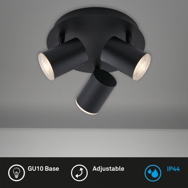 Briloner 10476229 - Kúpeľňové bodové svietidlo 3xGU10/5W/230V IP44 čierna