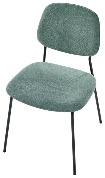 Sada 4 jedálenských stoličiek zelený polyester čierne železné nohy ochranné podložky moderný minimalistický dizajn jedáleň