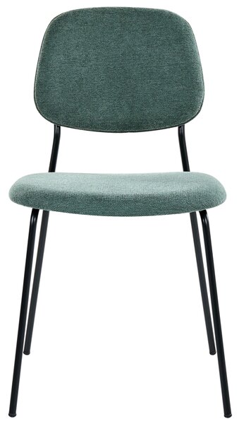 Sada 4 jedálenských stoličiek zelený polyester čierne železné nohy ochranné podložky moderný minimalistický dizajn jedáleň