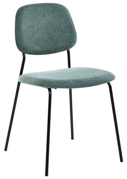 Sada 4 jedálenských stoličiek zelený polyester čierne železné nohy ochranné podložky moderný minimalistický dizajn jedáleň