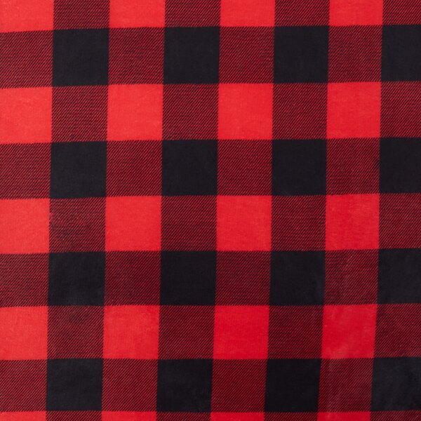 Deka červená a čierna mäkká polyester 150 x 200 cm dvojfarebná hrejivá prikrývka na posteľ kockovaný vzor