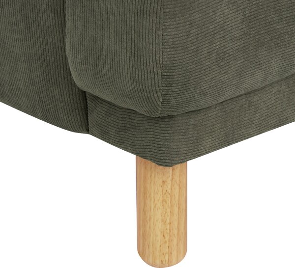 Kreslo tmavozelená menčestrové čalúnenie drevené nohy minimalistický retro štýl obývacia izba