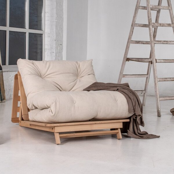 MarLiving Skladacie kreslo futon LAYTI 02 90 cm z masívu/krémové