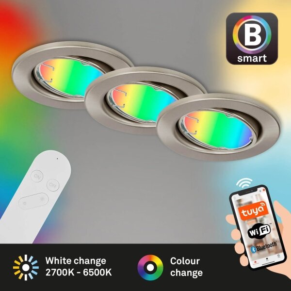 Brilo - SADA 3x LED RGBW Stmievateľné kúpeľňové svietidlo GU10/4,9W/230V Tuya+ DO