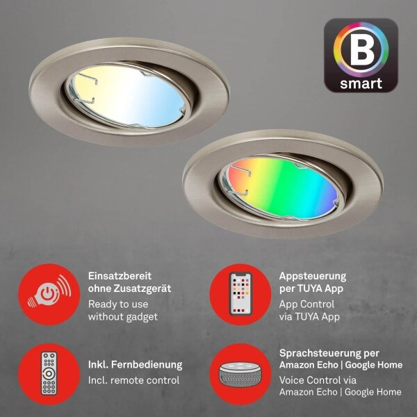 Brilo - SADA 3x LED RGBW Stmievateľné kúpeľňové svietidlo GU10/4,9W/230V Tuya+ DO