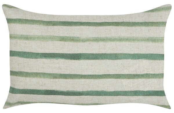 Dekoratívny vankúš zelený a béžový pruhovaný vzor 50 x 30 cm moderný boho bytový doplnok spálňa obývačka