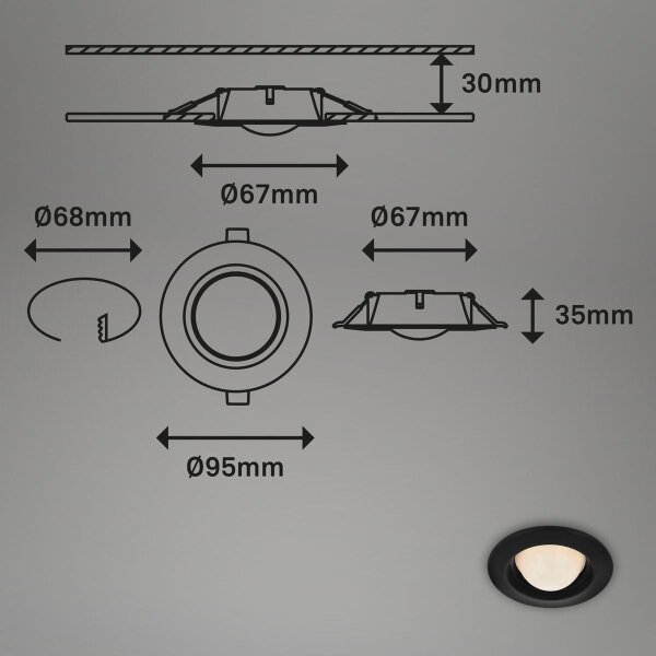 Briloner 7056-035 - SADA 3x LED Kúpeľňové podhľadové svietidlo LED/3W/230V IP44