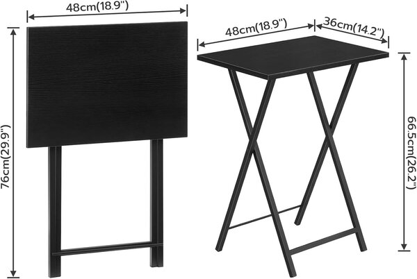 Skladací odkladací stolík Vasagle Abby 48 cm čierny