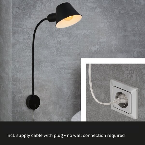 Briloner 2089-015 - Flexibilná nástenná lampa BRELLO 1xE27/10W/230V čierna
