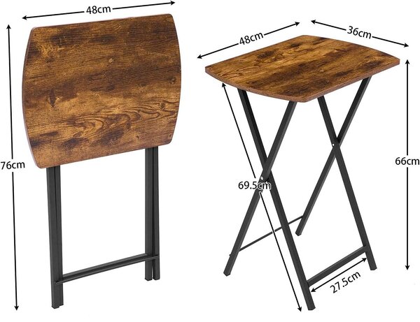 Skladací odkladací stolík Vasagle Fiona 48 cm hnedý/čierny
