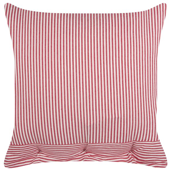 Sada 2 dekoratívnych bavlnených vankúšov červený a biely pruhovaný vzor 45 x 45 cm gombíky retro bytový doplnok spálňa obývačka
