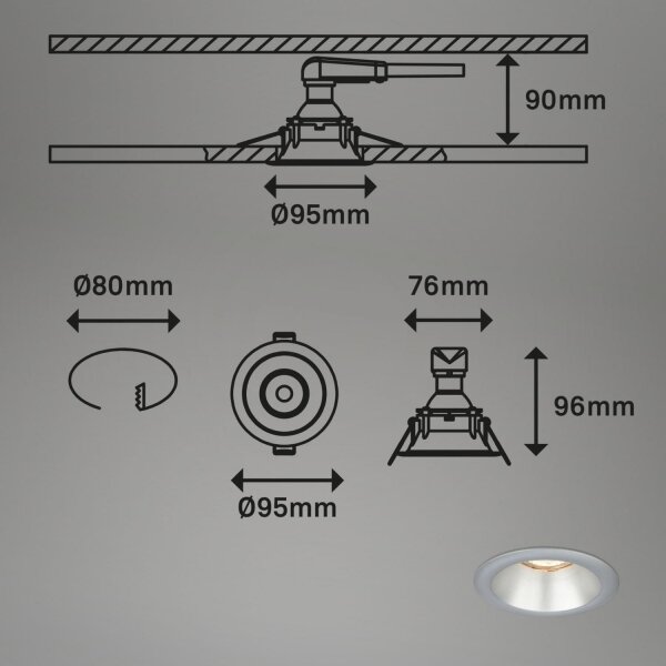 Briloner 7042-034-SADA 3x Kúpeľňové podhľadové svietidlo 1xGU10/9W/230V strieborná