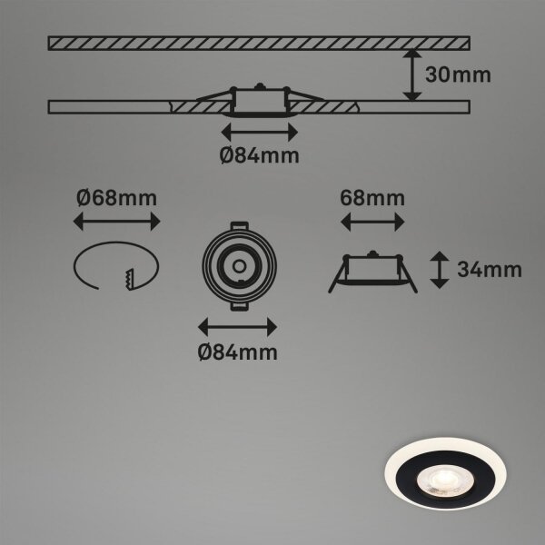 Briloner 7039-035 - SADA 3x LED Kúpeľňové podhľadové svietidlo LED/5W/230V IP44