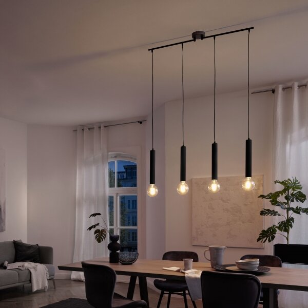 Briloner - Luster na lanku LONGA 4xE27/60W/230V čierna