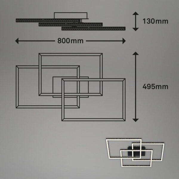 Brilo - LED Stmievateľné stropné svietidlo FRAME LED/57W/230V 3000K čierna
