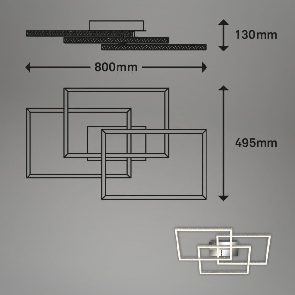 Brilo - LED Stmievateľné stropné svietidlo FRAME LED/57W/230V 3000K matný chróm