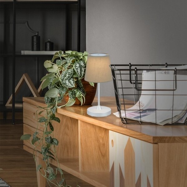 Brilo - LED Stmievateľná nabíjacia stolná lampa LED/3W/5V IP44 strieborná/béžová