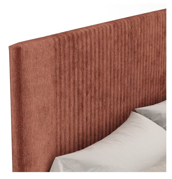 Čalúnená dvojlôžková posteľ s úložným priestorom s roštom 140x200 cm v tehlovej farbe Etero – Maison de Rêve