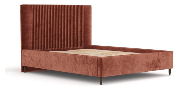 Čalúnená dvojlôžková posteľ s úložným priestorom s roštom 140x200 cm v tehlovej farbe Etero – Maison de Rêve