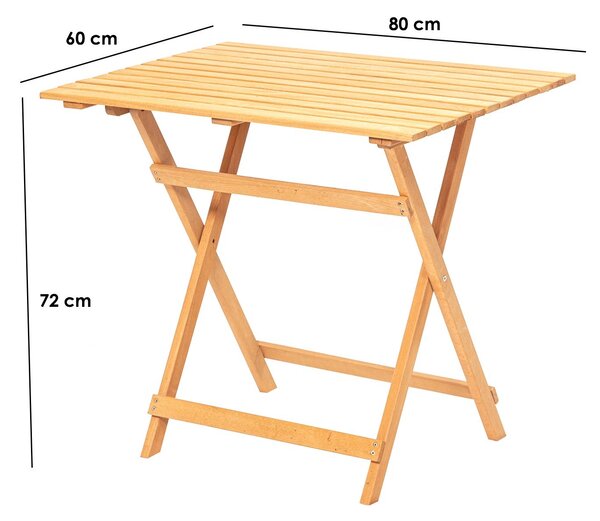 Kalune Design Skladací záhradný odkladací stolík Lipo 80 cm z masívu hnedý