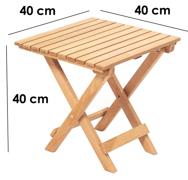 Kalune Design Skladací záhradný odkladací stolík Leslie 40 cm z masívu hnedý