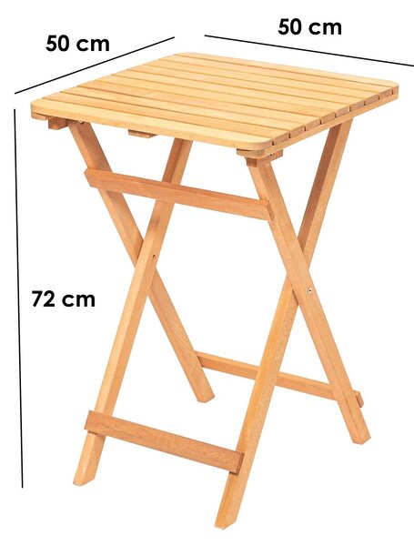 Kalune Design Skladací záhradný odkladací stolík Lipo 50 cm z masívu hnedý